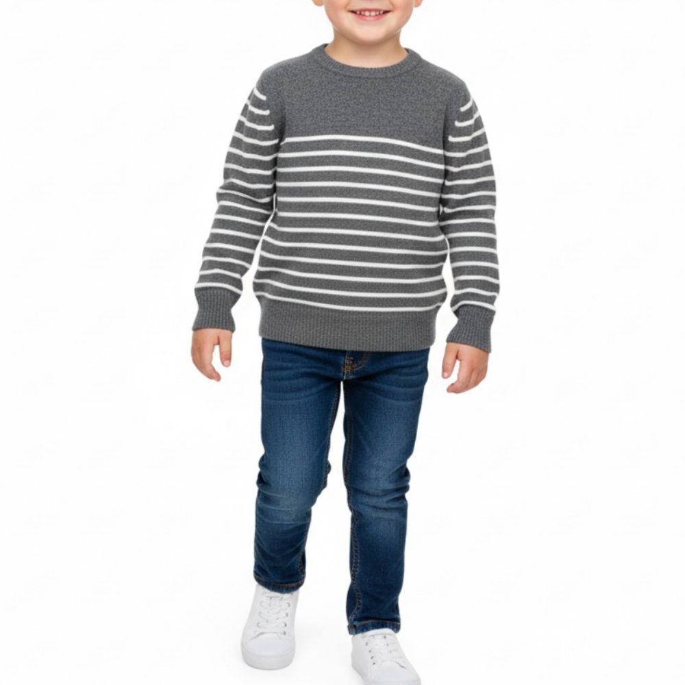 🔴 6/$25 SALE Cat & Jack Gray and White Striped Sweater for Kids